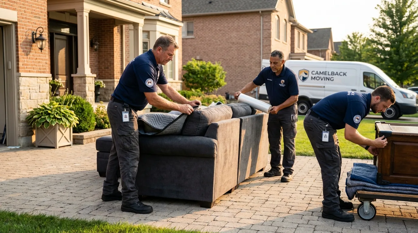 Large estate moving crew wrapping furniture in Golden Meadow, LA